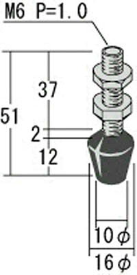 【メーカー型番】RBT-6【JANコード】4562127187423【ブランド】角田　【特徴】【用途】【仕様】●硬度:ショア70℃●ボルト径×首下:M6×37●質量(g):15●製造温度:170℃〜180℃●耐久温度:80℃(通常)●高温使用:150℃〜160℃(使用時間30分)【材質／仕上】●ボルト部：鉄●ゴム部：NBR（ニトリルラバー）【セット内容／付属品】【注意】【原産国】日本【送料について】北海道、沖縄、離島は送料を頂きます。