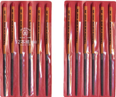 ツボサン 組ヤスリ 12本組 平 荒目【HI012-01】(研削研磨用品・ヤスリ)【送料無料】