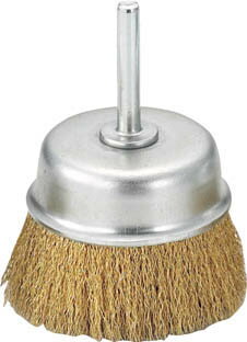TRUSCO 軸付カップブラシ φ65X軸6 真鍮 線径0．15【TB-6634】(研削研磨用品・軸付ブラシ)