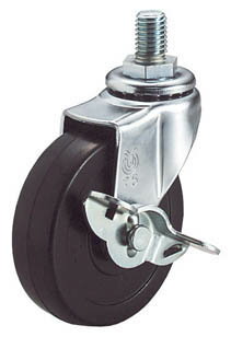 TRUSCO ねじ込み式キャスター 自在ストッパー付 Φ75【ET-75RHS】(キャスター・ねじ込み式ゴム車)