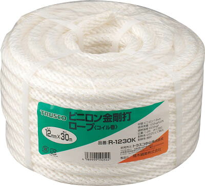 TRUSCO ビニロンロープ 金剛打 線径12mmX長さ30m【R-1230K】(ロープ・ひも・ロープ...