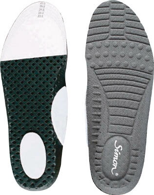 【メーカー型番】INSOLE 002-M【JANコード】4957520610218【ブランド】シモン【特徴】●土踏まずをサポートするアーチクッション付です。●抗菌・防臭仕様で靴の中は爽やか清潔です。●踵部には衝撃吸収パット付です。●ハニカム構造で通気性抜群です。【用途】●運輸、倉庫、その他一般作業。【仕様】●適応靴サイズ(cm):23.5〜25.5●質量(g):42【材質／仕上】●エチレン酢酸ビニール（EVA）【セット内容／付属品】【注意】●静電靴や耐電防止機能付安全・作業靴に使用した場合は、静電気除電機能が損なわれますのでご注意ください。【原産国】中国【送料について】北海道、沖縄、離島は送料を頂きます。