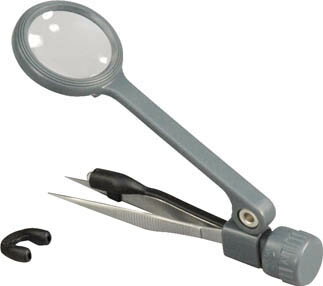 光 LEDライト付きルーペ ピンセット付き【HE-08】(光学・精密測定機器・ルーペ)