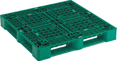 【メーカー型番】SLA-1111N-GN【JANコード】4989999216479【ブランド】TRUSCO 　【特徴】●センターブロック形状は円柱状になっており、フォークやハンドパレットトラックの差し込みをスムーズにガイドします。●着色材料に無公害顔料を使用しています。【用途】●平置き、カートンの均等積み付け段積み専用。【仕様】●最大動荷重(kg):1000●最大静荷重(kg):4000●色:グリーン●間口(mm):1100●奥行(mm):1100●高さ(mm):150●差込口寸法(間口側)幅×高さ(mm):260×88●差込口寸法(奥行側)幅×高さ(mm):260×88●中央桁幅(mm):190●片面四方差し●適合機器：ハンドパレットトラック・フォークリフト●JIS規格品【材質／仕上】●ポリプロピレン（PP）【セット内容／付属品】【注意】【原産国】日本【送料について】北海道、沖縄、離島は別途送料を頂きます。