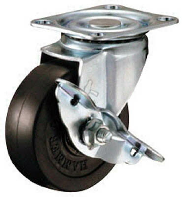 ハンマー S型自在 SP付 ゴム車75mm【413S-R75-BAR01】(キャスター・プレート式ゴム車)