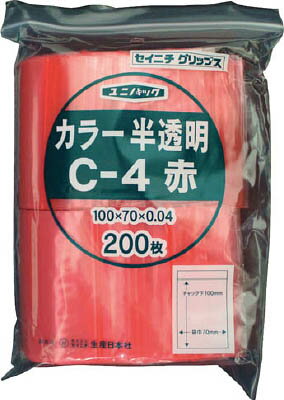 セイニチ 「ユニパック」 C-4 赤 100×70×0．04 200枚入【C-4-CR】(梱包結束用品・ポリ袋)