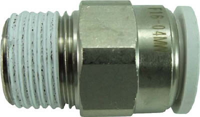 チヨダ ファイブメイルコネクタ W（白）16mm・R1／2【F16-04MW】(流体継手・チューブ・チューブ継手)