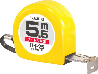【メーカー型番】H25-55BL【JANコード】4975364010339【ブランド】タジマ【特徴】●スピーディーな測定ができる、スタンダードタイプです。●ショックアブソーバー付です。●テープ幅19mm以上は表・裏両面目盛です。●テープ幅16mm以上はヨンゴーゴーピッチ表示付です。●0点補正移動爪です。【用途】【仕様】●テープ長さ(m):5.5●テープ幅(mm):25●水平保持(m):2.4●質量(g):280●移動爪●フリータイプ●JIS1級●片面目盛(テープ幅13・16mm) 両面目盛(テープ幅19mm以上)●455mmピッチ表示:あり(テープ幅16mm以上)●減速ボタン:なし●ショックアブソーバー:あり【材質／仕上】●テープ:スチール【セット内容／付属品】【注意】【原産国】中国【送料について】北海道、沖縄、離島は送料を頂きます。
