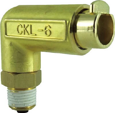 【メーカー型番】CKL-6-01H【JANコード】4537327007093【ブランド】チヨダ【特徴】●ストッパー部分への溶接スパッタの付着を防止するスリーブ付溶接治具専用です。●耐スパッタチューブのはく離後の内管と継手の接続部にスパッタが付着することもありません。●樹脂製取り外しリングを装備した継手はスパッタの付着により、動作不良が頻繁に発生しますが、Hタイプは機能で貢献します。【用途】●溶接治具などの配管。【仕様】●適合チューブ外径D(mm):6●接続口径:R1/8●質量(g):47.6●使用流体:空気、水●流体温度:-5〜60℃(空気)、5〜40℃(水)●使用圧力:1MPa(空気)、0.3MPa(水)【材質／仕上】●本体:黄銅●シールゴム:ニトリルゴム（NBR）【セット内容／付属品】【注意】【原産国】日本【送料について】北海道、沖縄、離島は送料を頂きます。