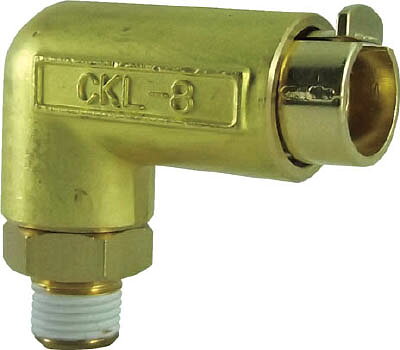 【メーカー型番】CKL-8-01H【JANコード】4537327007123【ブランド】チヨダ【特徴】●ストッパー部分への溶接スパッタの付着を防止するスリーブ付溶接治具専用です。●耐スパッタチューブのはく離後の内管と継手の接続部にスパッタが付着することもありません。●樹脂製取り外しリングを装備した継手はスパッタの付着により、動作不良が頻繁に発生しますが、Hタイプは機能で貢献します。【用途】●溶接治具などの配管。【仕様】●適合チューブ外径D(mm):8●接続口径:R1/8●質量(g):64.8●使用流体:空気、水●流体温度:-5〜60℃(空気)、5〜40℃(水)●使用圧力:1MPa(空気)、0.3MPa(水)【材質／仕上】●本体:黄銅●シールゴム:ニトリルゴム（NBR）【セット内容／付属品】【注意】【原産国】日本【送料について】北海道、沖縄、離島は送料を頂きます。