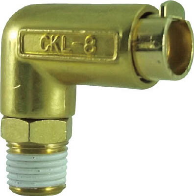 【メーカー型番】CKL-8-02H【JANコード】4537327007130【ブランド】チヨダ【特徴】●ストッパー部分への溶接スパッタの付着を防止するスリーブ付溶接治具専用です。●耐スパッタチューブのはく離後の内管と継手の接続部にスパッタが付着することもありません。●樹脂製取り外しリングを装備した継手はスパッタの付着により、動作不良が頻繁に発生しますが、Hタイプは機能で貢献します。【用途】●溶接治具などの配管。【仕様】●適合チューブ外径D(mm):8●接続口径:R1/4●質量(g):65.4●使用流体:空気、水●流体温度:-5〜60℃(空気)、5〜40℃(水)●使用圧力:1MPa(空気)、0.3MPa(水)【材質／仕上】●本体:黄銅●シールゴム:ニトリルゴム（NBR）【セット内容／付属品】【注意】【原産国】日本【送料について】北海道、沖縄、離島は送料を頂きます。