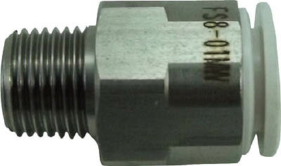 【メーカー型番】FS8-01MW【JANコード】4537327045972【ブランド】チヨダ【特徴】【用途】【仕様】●適合チューブ外径D(mm):8●接続口径:R1/8●質量(g):10.9●使用流体:空気、水●流体温度:-5〜60℃(空気)、5〜40℃(水)●使用圧力:1MPa(空気)、0.3MPa(水)【材質／仕上】●本体:ステンレス（SUS303）+難燃性ポリブチレンテレフタレート（PBT）●シールゴム:ニトリルゴム（NBR）【セット内容／付属品】【注意】【原産国】日本【送料について】北海道、沖縄、離島は送料を頂きます。