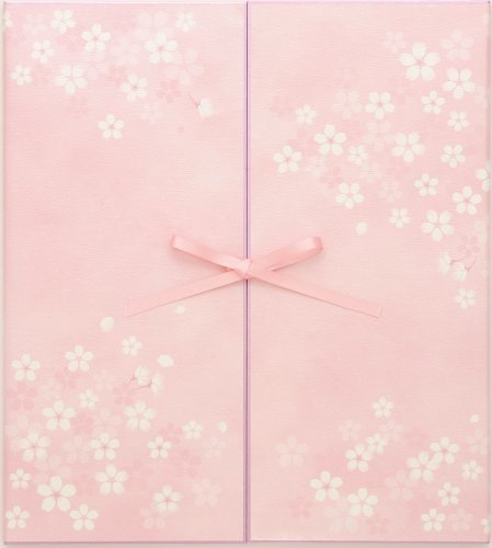 ミドリ カラー色紙 両開き リボン 桜柄