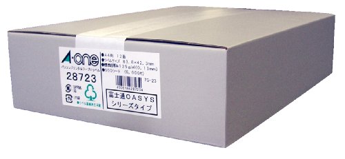 【商品説明】エーワン(A-one)28723富士通OASYSシリーズタイプ マット紙・ホワイト/材質:上質紙/標準総厚み:120g/(0.13mm)/ラベル厚み:0.07mmA4判 12面/シートサイズ:A4判 (210mm×297mm)/ラベルサイズ:83.8mm×42.3mm(2列×6段)対応プリンタ:インクジェット(染料+顔料) レーザー コピー機 熱転写 ドットインパクト 手書き【送料について】沖縄、離島は送料を頂きます。