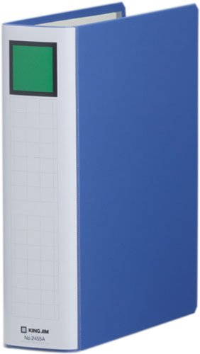 メーカー：キング品番：2455AアオJANコード：4971660018796「キングジム キングファイル スーパードッチ（脱・着）イージー 青 2455A B5 50mm」は、オフィスの定番ファイルです。左右両開きタイプなので「右から古い書類を外し、左から新しい書類を綴じる」といった使い方が可能です。また、環境仕様もポイント。簡単キレイにとじ具が外せる新機構を採用。しかも、表紙にとじ具パーツが残りません。分別作業の手間がかからず、時間の節約にもなります。寸法:高さ 267mm ×幅 215mm × 背幅/奥行き 66mmサイズ B5 タテ型適正収納枚数500枚【送料について】北海道、沖縄、離島は送料を頂きます。