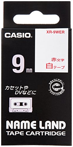カシオ ラベルライター ネームランド テープ 9mm XR-9WER 赤文字 (XR-9WERシロアカ)