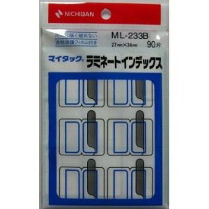 【商品型番】　4987167001360　【商品説明】　破れや汚れからラベルをがっちりガードする透明保護フィルム付インデックスラベル！！【特長】・帳簿類や書類の見出し、整理に便利です。・破れや汚れからラベルをがっちりガードする透明保護フィルム付・サイズは、1片：縦27×横34mm、入数：90片（9片×10シート）、青枠になります。【使用方法】・一般表示、整理分類表示、タイトル、備品用等、分類表示に有効です。
