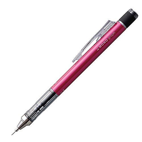 トンボ シャープモノグラフ0.5 ピンク DPA-132FJANコード：4901991059090最大幅1cm×全長14.7cm【芯径】0.5mm【特徴】フレノック機構【仕様】回転繰り出し式消しゴム付き【重量】17g振って芯を出す「フレノック機構」と、回して使用する消しゴムユニット「くり出し消しゴム」を搭載したシャープペン「MONO。graph:モノグラフ」です。クリップを押し上げると、フレノック機構がロックされ振っても芯が出なくなる「フレロック機構」も兼ね備えています。・芯径：0.5mm。・替えゴム（別売り）品番：ER-MG。※一部画像に他のカラーの商品を使用しています。サイズ：縦=148mm 横=10mm 。商品色傾向：ピンク。メタリック。【送料について】北海道、沖縄、離島は送料を頂きます。