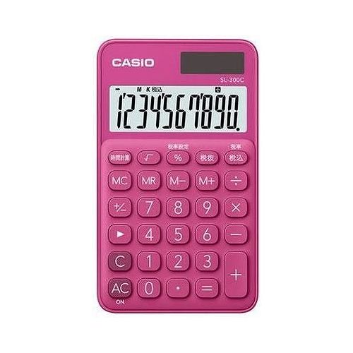 カシオ 電卓 10桁 (ビビッドピンク)CASIO カラフル電卓 手帳タイプ SL-300C-RD