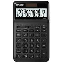 カシオ電卓12桁（ブラック）CASIOスタイリッシュ電卓ジャストタイプJF-S200-BKJANコード：4549526604256桁数:12桁メモリー:2電源種類:TWOWAYPOWER(CR2016)電池数:1電池寿命:約4年◆特大表示カシオ社従来モデル（JF-Z200）よりも、表示＆文字サイズともに大きく表示。◆角度調整表示表示を見やすい角度に調整できます。◆税計算消費税の税込・税抜計算が行えます。税率も自由に設定でき、税金額も表示します。◆時間計算時間の四則計算、メモリー計算、パーセント計算が出来ます。「勤務時間計算」、「時給計算」等に便利です。◆計算状態表示四則演算の計算やメモリー機能の使用状況を表示で確認できます。◆T・W・P(太陽電池と補助電池の併用）従来の太陽電池付き電卓と異なり、計算途中で光がさえぎられても、内蔵電池によって計算内容を保護します。【仕様】表示桁数：12桁メモリー数：2本体サイズ（約）：幅109×奥行183.5×高さ10.8mm質量：約150g電源：TWOWAYPOWER（CR2016、電池数1）/【送料について】北海道、沖縄、離島は送料を頂きます。