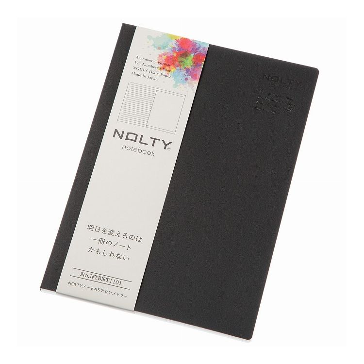 乐天商城 - NOLTYノート A5 アシンメトリー NTBNT1101 ブラック 糸綴じ製本 176頁 ナンバリング付き 用紙 NOLTYダイアリーペーパー 手帳 ノート 文房具 ステーショナリー 文具 ノートブック