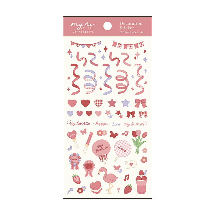 LIHIT LAB. myfa デコレーションシール Y3000-3 コーラルレッド 文具 文房具 新学期