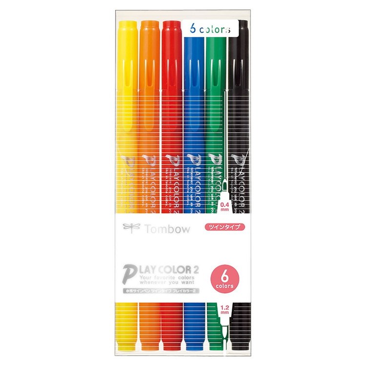 【まとめ買い3個セット】 トンボ鉛筆 プレイカラー2 6色セット 文房具 文具 水性 カラーサインペン サインペン【送料無料】