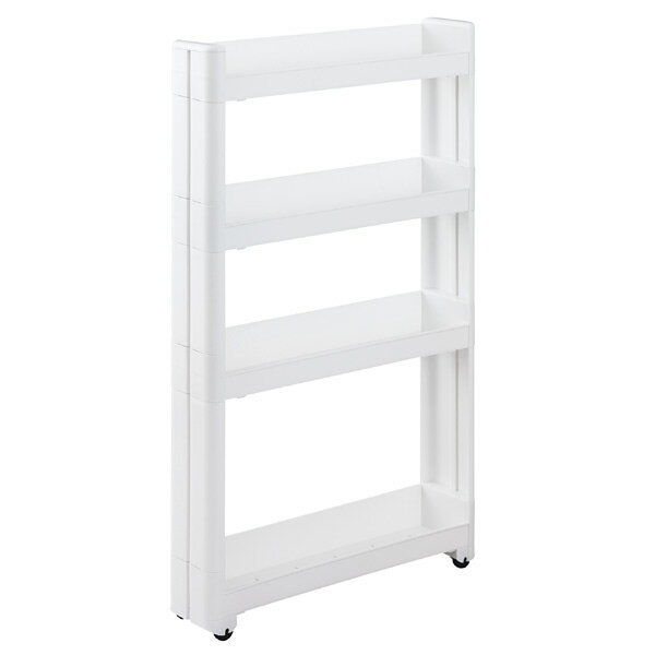 不動技研 キッチン収納 スマートワゴン Fit 幅10.5cm 奥行キ55cm 4段 ホワイト F2573(代引不可)【送料..