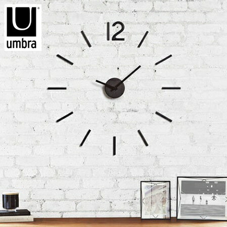 umbra アンブラ 時計 ウォールクロック BLINK CLOCK シール 壁掛け 壁に貼る時計 奥行IY シンプル ブラ..