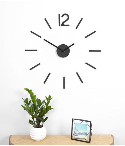 umbra アンブラ 時計 ウォールクロック BLINK CLOCK シール 壁掛け 壁に貼る時計 奥行IY シンプル ブラック BK 北欧 おしゃれ スタイリッシュ インテリア(代引不可)【送料無料】