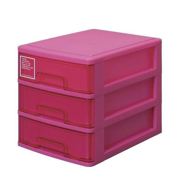 サンコープラスチック 日本製 レターケース A4 幅26×奥行35×高さ28cm 3段 収納ケース ピンク シルキー 403 P(代引不可)【送料無料】