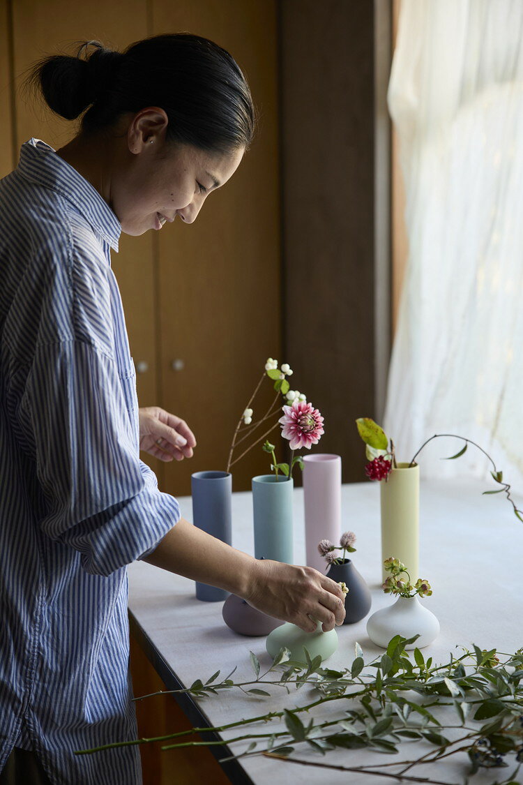 丸利玉樹利喜蔵商店 花瓶 AYA フラワーベース ロング S 陶器 おしゃれ かわいい ダークブルー(代引不可) [3]