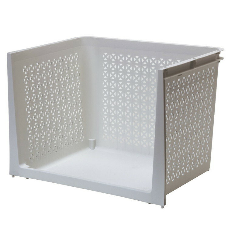 サンコープラスチック 日本製 ラック ラコン 積み重ねラック 深型 幅46×奥行35×高さ33cm ホワイト ラコン 積み重ねラック 深型 W(代引不可)【送料無料】