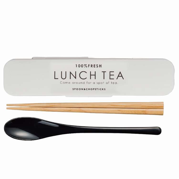 日本製 コンビセット 箸 スプーン LUNCH TEA カトラリー ホワイト(代引不可)
