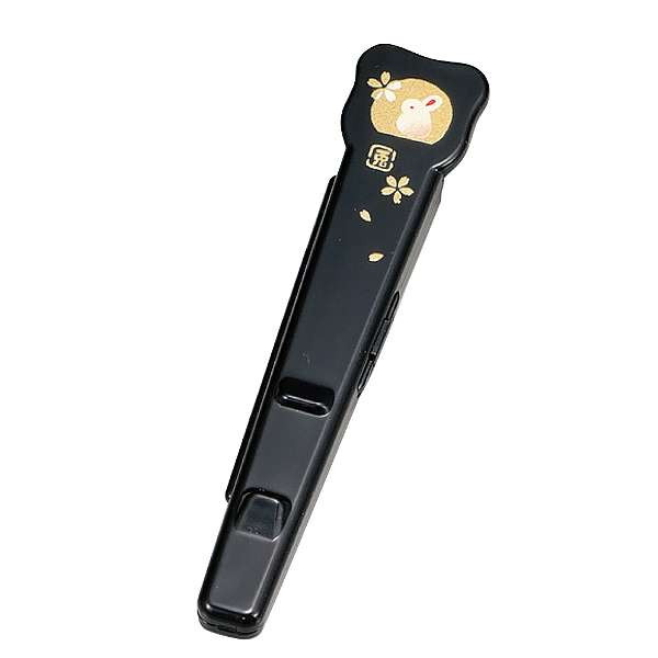 日本製 箸箱 携帯用 箸キャップ 箸置き うさぎ 黒 たつみや(代引不可)