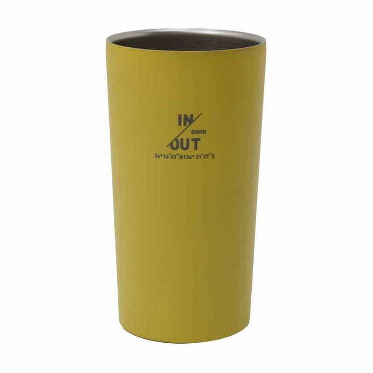 【商品説明】飲み頃をしっかりキープ　タンブラー　450ml　楽しいお食事を「IN／OUTDOOR」シリーズ　マットな質感　アウトドアシーンにも大活躍　お洒落なロゴ【商品情報】■サイズ約 高さ14.6（cm）　直径：約 8（cm）■材質内びん・胴部：ステンレス鋼（表面塗装：ウレタン塗装）■容量約 450ml■生産国中国製■セット内容1個■備考食器洗い乾燥機：使用不可　電子レンジ：使用不可　※最終加工地（塗装・印刷）：日本　※お客様のお使いのモニター設定、お部屋の照明等により色味が実際と異なる場合があります。【代引きについて】こちらの商品は、代引きでの出荷は受け付けておりません。【送料について】北海道、沖縄、離島は送料を頂きます。LINKブラウンカーキピスタチオマスタード