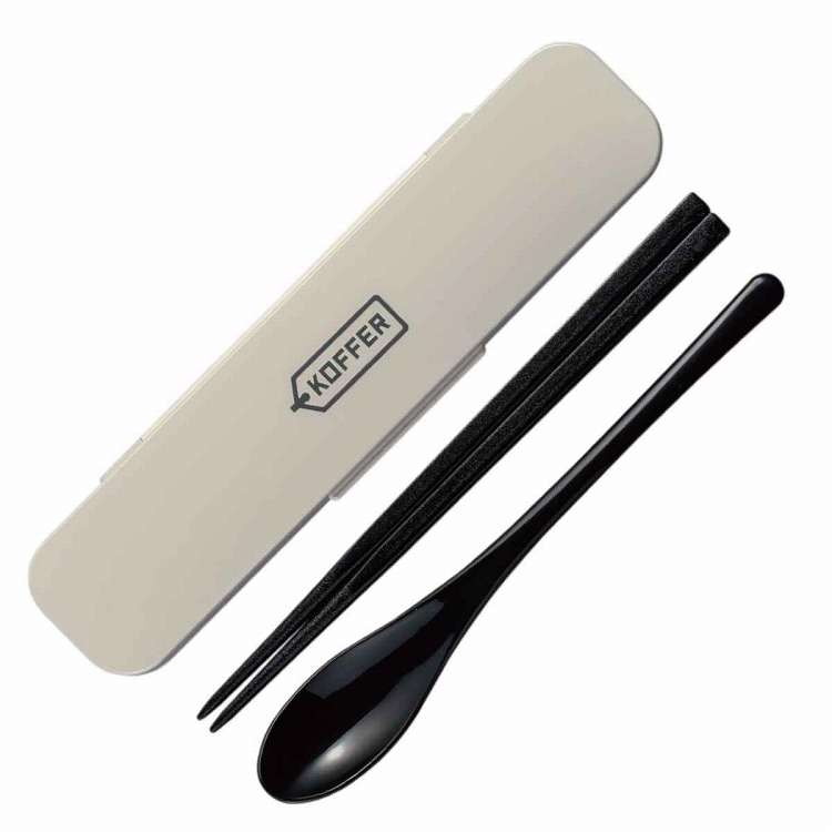 日本製 コンビセット 箸 スプーン 18cm KOFFER スモーキーホワイト(代引不可)