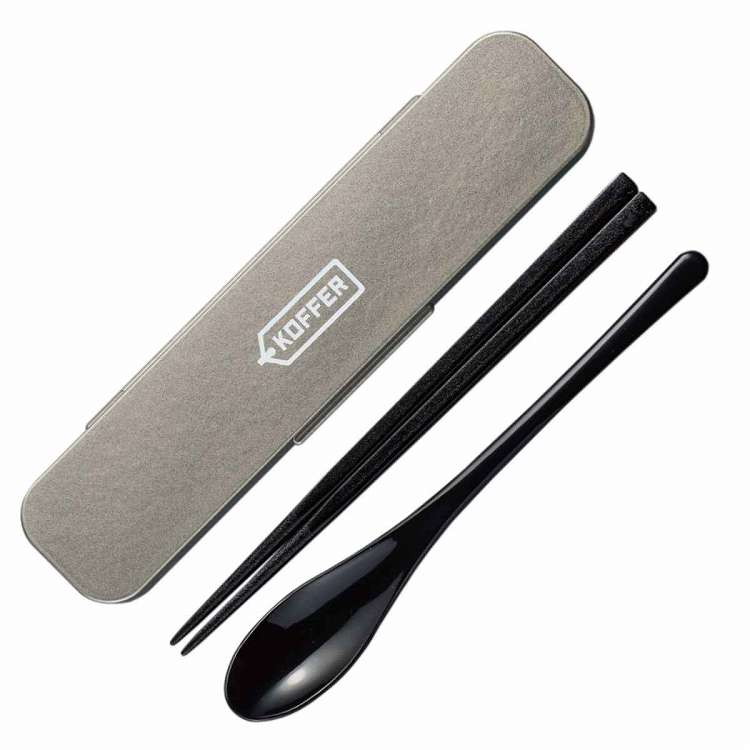 日本製 コンビセット 箸 スプーン 18cm KOFFER グレーメタリック(代引不可)