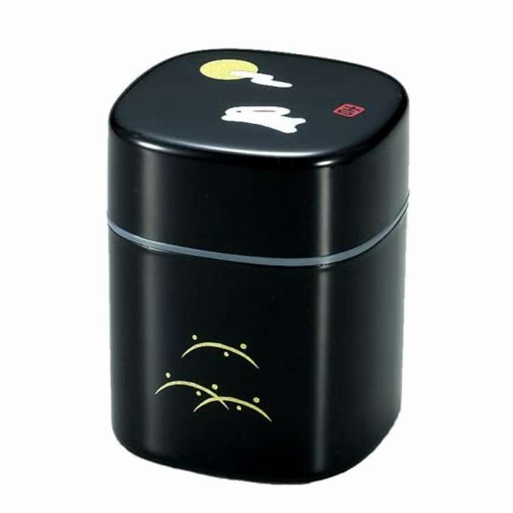 日本製 茶筒 300ml 茶入れ 朱うさぎ HAKOYA 黒 たつみや(代引不可)