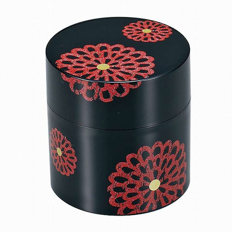 日本製 茶筒 350ml 花紋ブラック HAKOYA たつみや(代引不可)