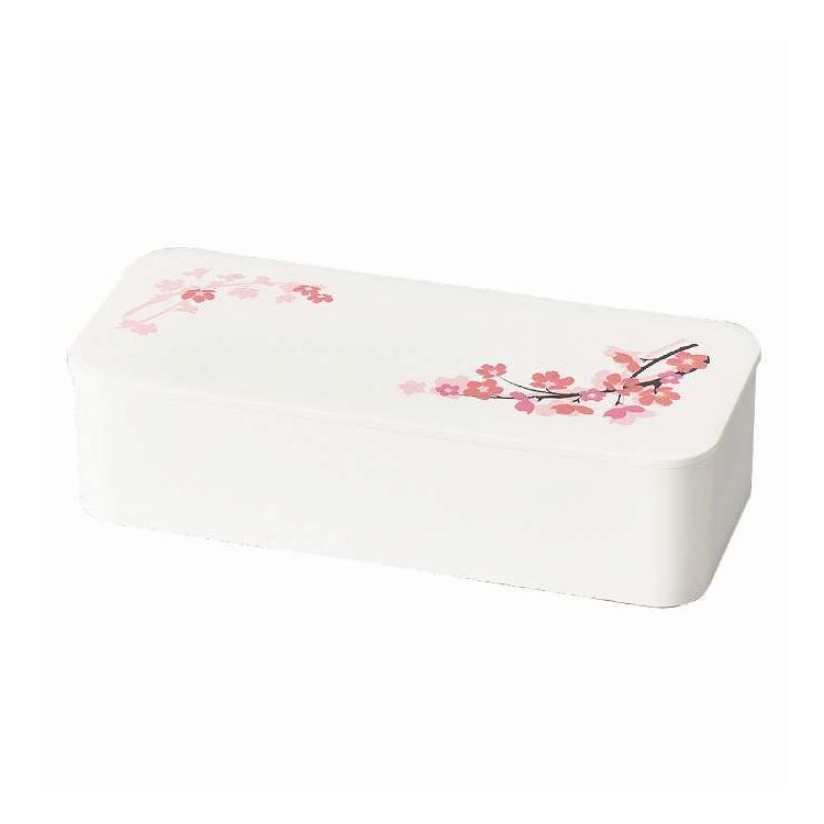 日本製 お弁当箱 スリム一段ランチ SAKURA 1段 550ml ホワイト たつみや(代引不可)【送料無料】