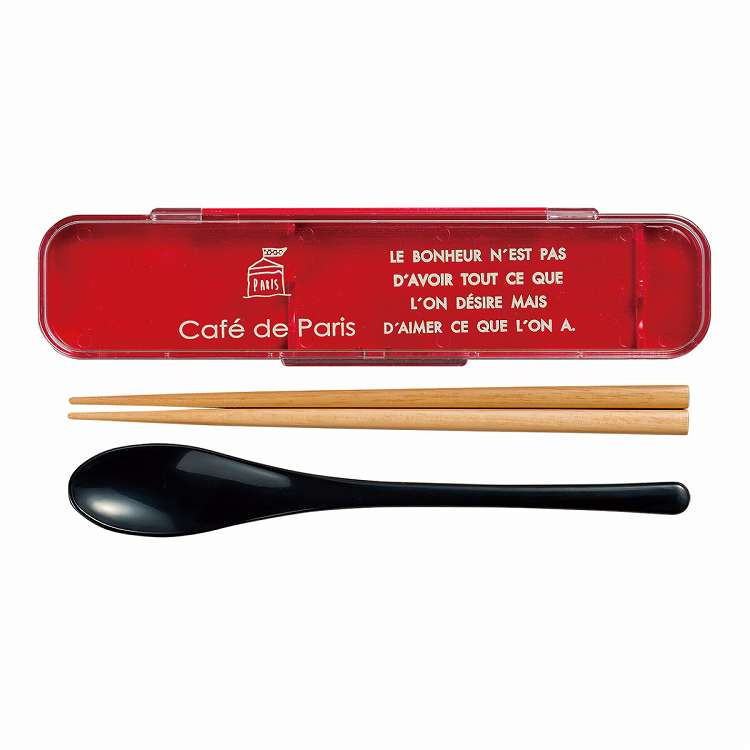 日本製 コンビセット cafe de Paris スプーン箸セット レッド(代引不可)