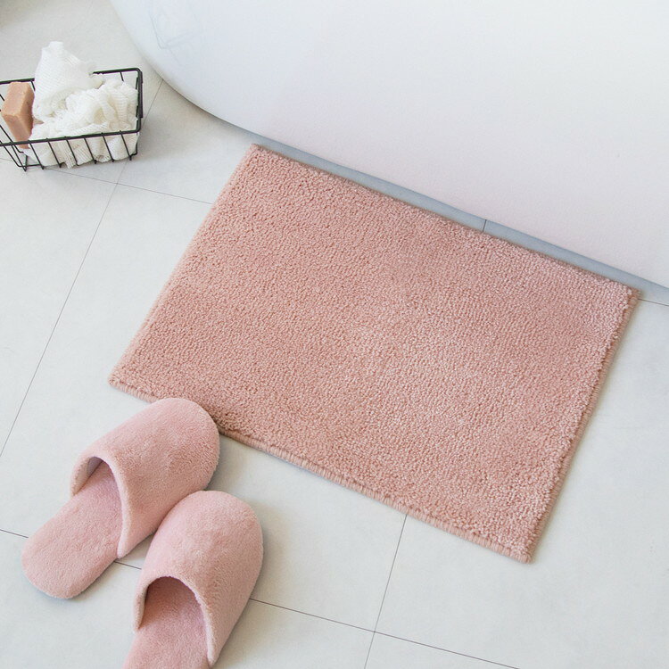 リコメン堂生活館のバスマット 45×60cm パステルカラー ふんわりバスマット プレーン ピンク オカ(代引不可)｜アングル2