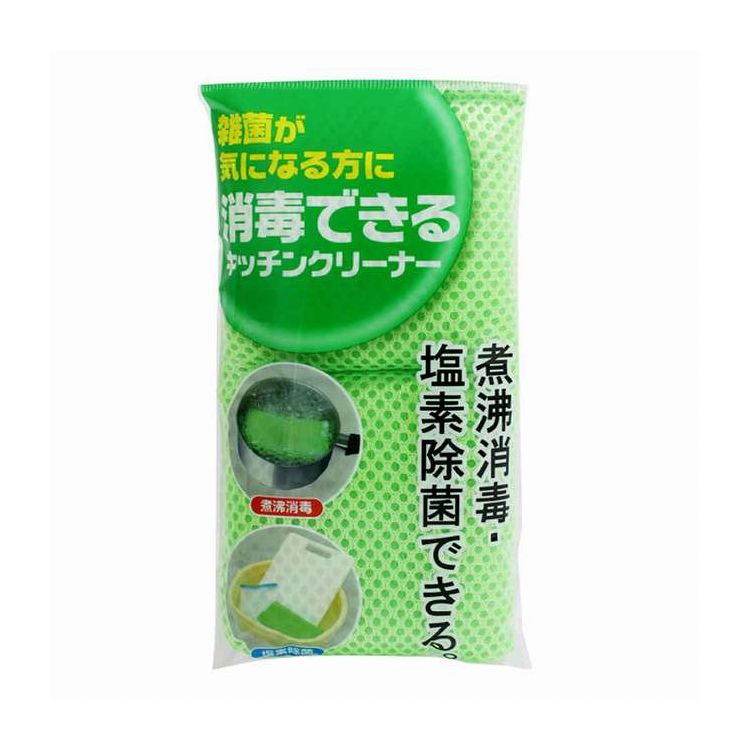 【商品説明】煮沸消毒・塩素除菌ができるキッチンスポンジです。 メッシュタイプなので乾燥性に優れています。 折り曲げて洗えるからお皿やコップが洗いやすくなっています。 ループ紐付きで吊るして乾燥させることができます。【商品情報】■サイズ約 横8×縦15（cm） 厚さ：約 3（cm） 重量：約 26.5g■材質ポリエステル■生産国中国製■セット内容1個■備考耐熱温度：120度 ループ紐付き 煮沸消毒・塩素除菌可能【代引きについて】こちらの商品は、代引きでの出荷は受け付けておりません。【送料について】北海道、沖縄、離島は送料を頂きます。