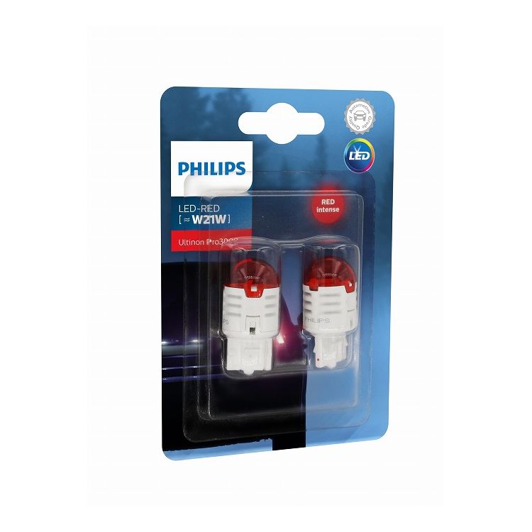 PHILIPS フィリップス Ultinon Pro3000 ストップランプ用LED 12V T20 W21W 鮮明な赤色ランプ シングル球 2個入り 11065U30RB2