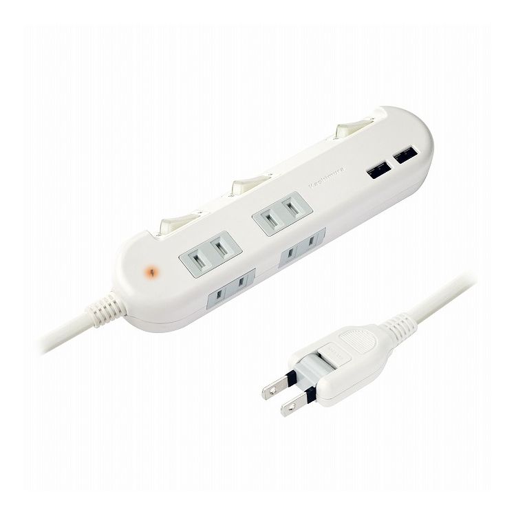 乐天商城 - カシムラ 電源タップ 延長コード 4AC-2USB-3.4A SW 雷1.2m WH AC-011【送料無料】