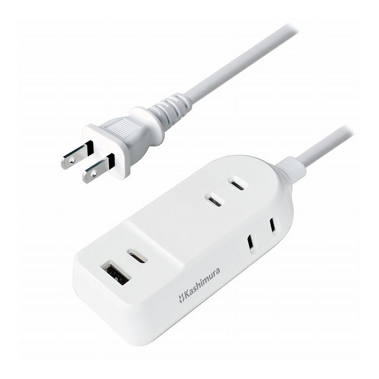 カシムラ 電源タップ 延長コード AC3 A C 2P 2.4A 2m AC-043