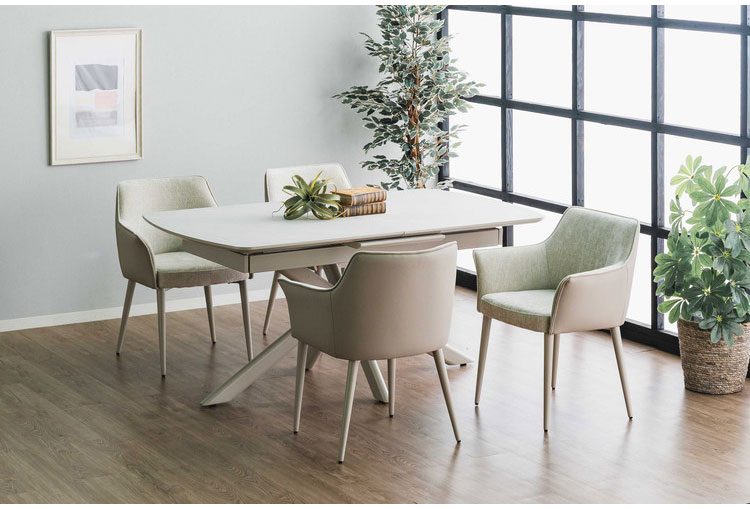 ダイニングセット ダイニングテーブル セラミック 高圧メラミン エクステンション 幅160~220 4人掛け ファブリック ダイニングチェア 4個入り 北欧 おしゃれ 伸長式 ダイニングテーブル リビング(代引不可)【送料無料】 [2]