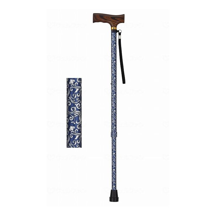 ウェルファン 夢ライフステッキ 柄杖伸縮型(ベーシックタイプ) アラベスクブルー【送料無料】