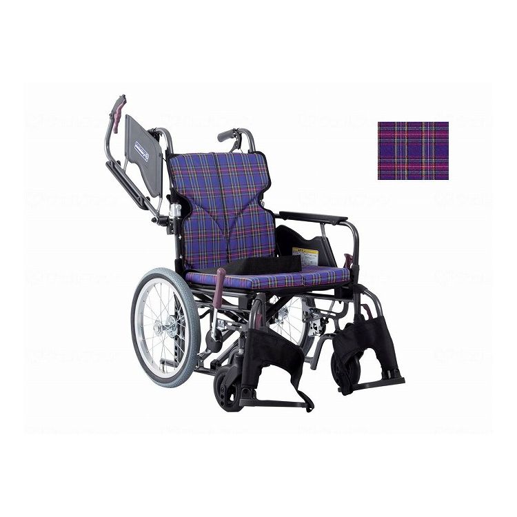 カワムラサイクル モダンBstyle 介助用 16インチ中・高床 紫チェック(A11) 座幅42 前座47cm KMD-B16-42-SH(代引不可)【送料無料】